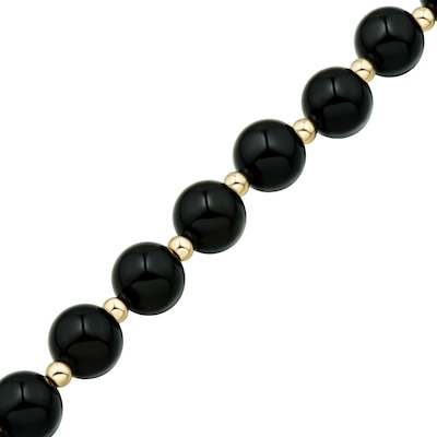 8.0mm Onyx Bead Strand Bracelet in 14K Gold - 7.5"