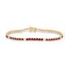 Thumbnail Image 0 of Lab-Created Ruby and 0.45 CT. T.W. Certified Lab-Created Diamond Line Bracelet in 10K Gold (F/SI2) - 6.5”