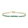 Lab-Created Emerald and 0.45 CT. T.W. Certified Lab-Created Diamond Line Bracelet in 10K Gold (F/SI2) - 6.5”