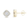 0.25 CT. T.W. Baguette and Round Multi-Diamond Circle Frame Stud Earrings in 10K Gold