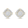 0.25 CT. T.W. Baguette and Round Multi-Diamond Circle Frame Stud Earrings in 10K Gold