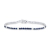 Thumbnail Image 0 of Blue Lab-Created Sapphire and 0.45 CT. T.W. Certified Lab-Created Diamond Line Bracelet in 10K White Gold - 6.5”