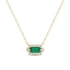 Baguette-Cut Lab-Created Emerald and 0.085 CT. T.W. Certified Lab-Created Diamond Hexagon Frame Necklace in 10K Gold