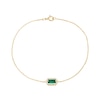 Thumbnail Image 0 of Emerald-Cut Lab-Created Emerald and 0.085 CT. T.W. Certified Lab-Created Diamond Hexagon Frame Bracelet in 10K Gold