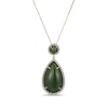 Thumbnail Image 0 of Pear-Shaped and Round Jade with 0.40 CT. T.W. Diamond Frame Teardrop Pendant in 14K Gold