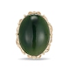 Oval Jade Solitaire Bamboo Motif Ring in 14K Gold - Size 7