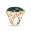 Oval Jade Solitaire Bamboo Motif Ring in 14K Gold - Size 7