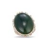 Thumbnail Image 2 of Oval Jade Solitaire Bamboo Motif Ring in 14K Gold - Size 7