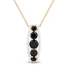 Onyx and Diamond Accent Edge Graduated Five Stone Drop Pendant in Sterling Silver with 14K Gold Plate