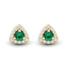 Thumbnail Image 1 of Lab-Created Emerald and 0.115 CT. T.W. Certified Lab-Created Diamond Trillion Frame Stud Earrings in 10K Gold (F/SI2)