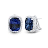 Cushion-Cut Blue Lab-Created Sapphire and 0.45 CT. T.W. Certified Lab-Created Diamond Frame Earrings in 10K White Gold