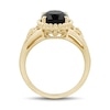 Oval Onyx Solitaire Flower Shank Ring in 10K Gold