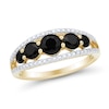 Thumbnail Image 0 of Onyx and Diamond Accent Edge Graduated Five Stone Ring in Sterling Silver with 14K Gold Plate