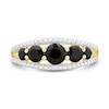 Thumbnail Image 1 of Onyx and Diamond Accent Edge Graduated Five Stone Ring in Sterling Silver with 14K Gold Plate