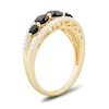 Thumbnail Image 2 of Onyx and Diamond Accent Edge Graduated Five Stone Ring in Sterling Silver with 14K Gold Plate