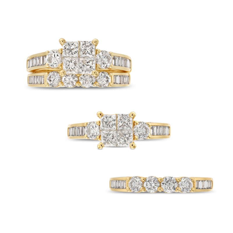 2.00 CT. T.W. Quad Princess-Cut Diamond Channel Shank Bridal Set in 14K Gold