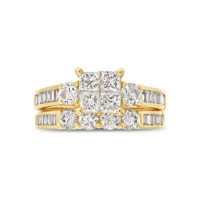 2.00 CT. T.W. Quad Princess-Cut Diamond Channel Shank Bridal Set in 14K Gold