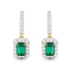 Emerald-Cut Lab-Created Emerald and 0.37 CT. T.W. Certified Lab-Created Diamond Frame Drop Earrings in 10K Gold (F/SI2)