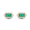 Thumbnail Image 1 of Baguette-Cut Lab-Created Emerald and 0.115 CT. T.W. Certified Lab-Created Diamond Hexagon Frame Stud Earrings in 10K Gold