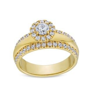 Canadian Certified Centre Diamond 1.00 CT. T.W. Frame Triple Row Engagement Ring in 10K Gold (I/I1)