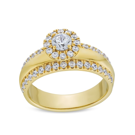 Canadian Certified Centre Diamond 1.00 CT. T.W. Frame Triple Row Engagement Ring in 10K Gold (I/I1)