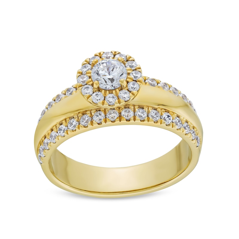 Canadian Certified Centre Diamond 1.00 CT. T.W. Frame Triple Row Engagement Ring in 10K Gold (I/I1)