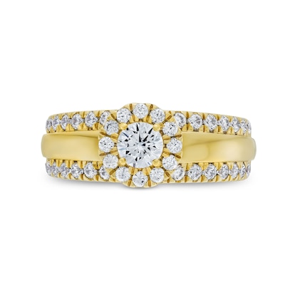 Canadian Certified Centre Diamond 1.00 CT. T.W. Frame Triple Row Engagement Ring in 10K Gold (I/I1)