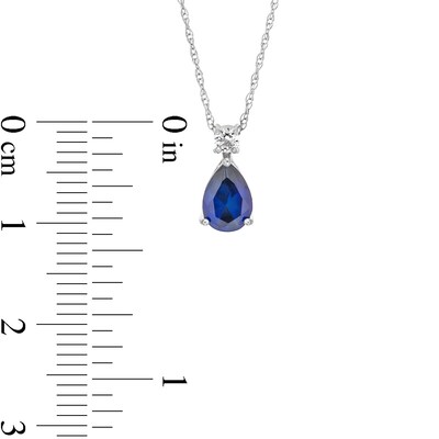 Pear-Shaped Blue and White Lab-Created Sapphire Stacked Pendant and Drop Earrings Set in 10K White Gold