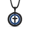 Thumbnail Image 1 of 0.50 CT. T.W. Black Diamond Double Frame Cross Pendant in Stainless Steel with Black and Blue Ion Plate - 24”