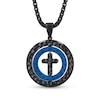 0.50 CT. T.W. Black Diamond Double Frame Cross Pendant in Stainless Steel with Black and Blue Ion Plate - 24”