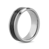 Thumbnail Image 3 of 8.0mm Carbon Fibre Inlay Bevelled Edge Confort-Fit Engravable Wedding Band in Tungsten (1 Line)