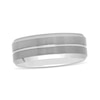 Thumbnail Image 0 of 8.0mm Bevelled Edge Groove Engravable Wedding Band in Tungsten