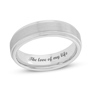 6.0mm Stepped Edge Engravable Wedding Band in Tungsten