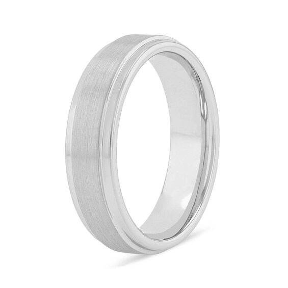 6.0mm Stepped Edge Engravable Wedding Band in Tungsten