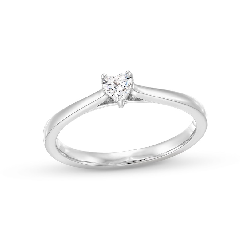 0.20 CT. Heart-Shaped Certified Lab-Created Diamond Solitaire Promise Ring in 10K White Gold (F/SI2)|Peoples Jewellers