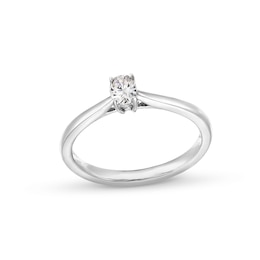 0.20 CT. Oval Certified Lab-Created Diamond Solitaire Promise Ring in 10K White Gold (F/SI2)