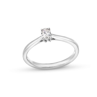 0.20 CT. Oval Certified Lab-Created Diamond Solitaire Promise Ring in 10K White Gold (F/SI2)