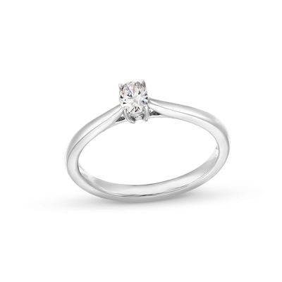 0.20 CT. Oval Certified Lab-Created Diamond Solitaire Promise Ring in 10K White Gold (F/SI2)