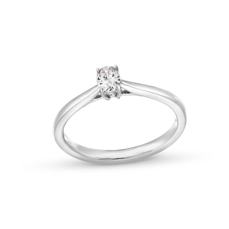 0.20 CT. Oval Certified Lab-Created Diamond Solitaire Promise Ring in 10K White Gold (F/SI2)|Peoples Jewellers