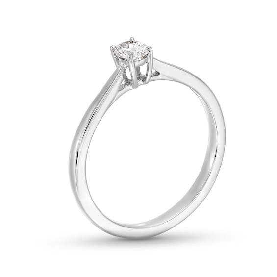 0.20 CT. Oval Certified Lab-Created Diamond Solitaire Promise Ring in 10K White Gold (F/SI2)