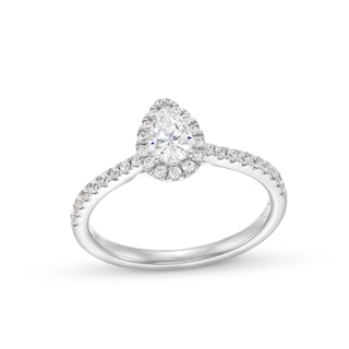 0.50 CT. T.W. Pear-Shaped Certified Lab-Created Diamond Frame Promise Ring in 10K White Gold (F/SI2)