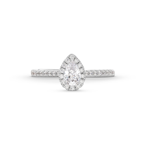 0.50 CT. T.W. Pear-Shaped Certified Lab-Created Diamond Frame Promise Ring in 10K White Gold (F/SI2)