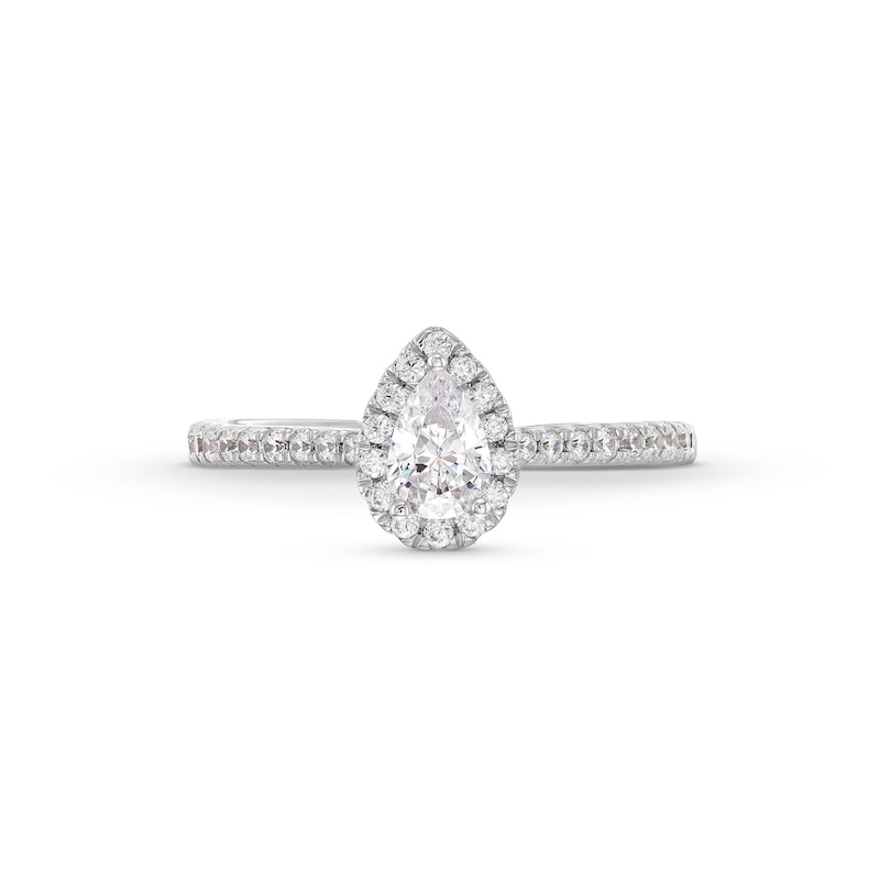 0.50 CT. T.W. Pear-Shaped Certified Lab-Created Diamond Frame Promise Ring in 10K White Gold (F/SI2)