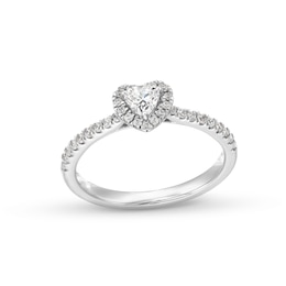 0.50 CT. T.W. Heart-Shaped Certified Lab-Created Diamond Frame Promise Ring in 10K White Gold (F/SI2)