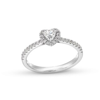 0.50 CT. T.W. Heart-Shaped Certified Lab-Created Diamond Frame Promise Ring in 10K White Gold (F/SI2)