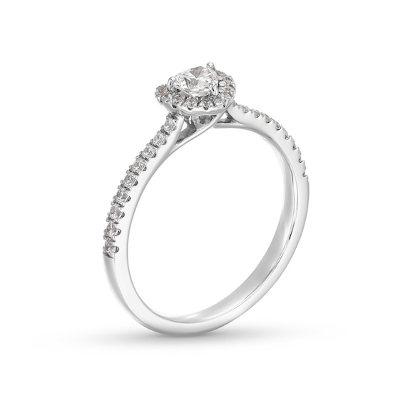 0.50 CT. T.W. Heart-Shaped Certified Lab-Created Diamond Frame Promise Ring in 10K White Gold (F/SI2)