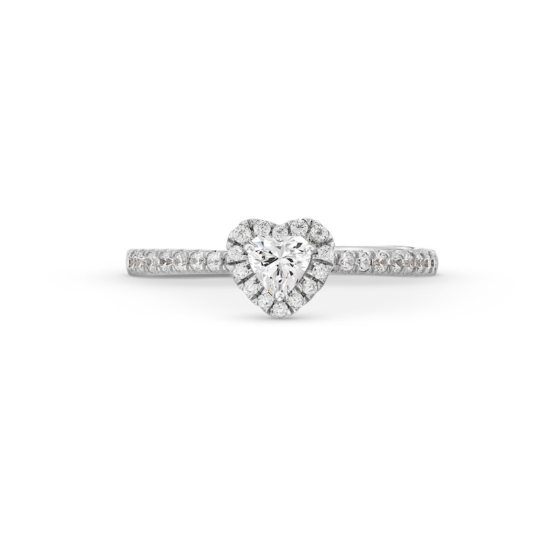 0.50 CT. T.W. Heart-Shaped Certified Lab-Created Diamond Frame Promise Ring in 10K White Gold (F/SI2)