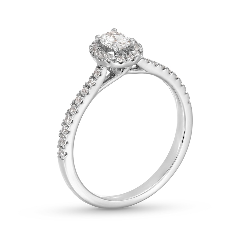 0.50 CT. T.W. Oval Certified Lab-Created Diamond Frame Promise Ring in 10K White Gold (F/SI2)