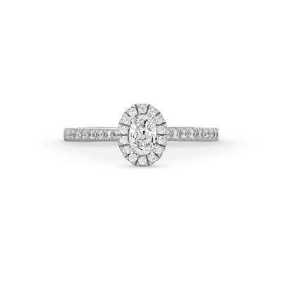 0.50 CT. T.W. Oval Certified Lab-Created Diamond Frame Promise Ring in 10K White Gold (F/SI2)