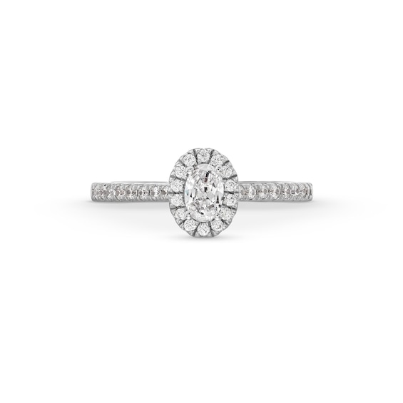 0.50 CT. T.W. Oval Certified Lab-Created Diamond Frame Promise Ring in 10K White Gold (F/SI2)